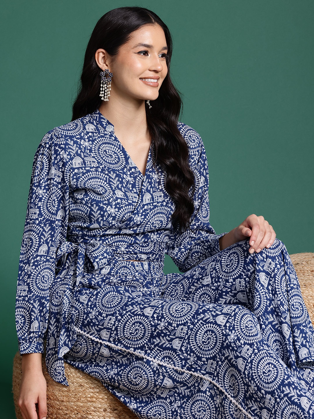 

Sangria Printed Top with Palazzos, Blue