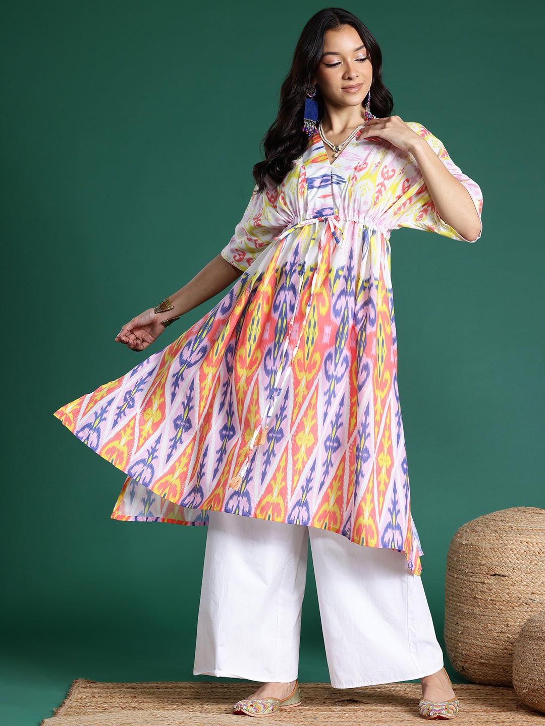 

Sangria Printed Extended Sleeves Empire Kurta, Multi