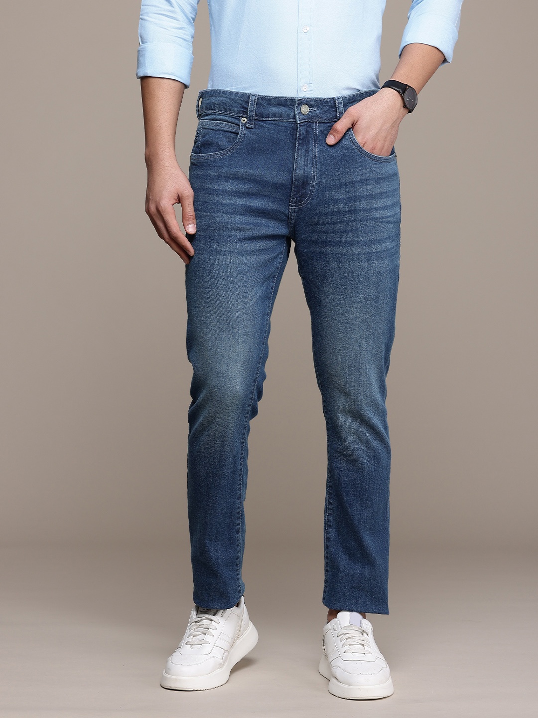 

French Connection Men Slim Fit Heavy Fade Jeans, Blue