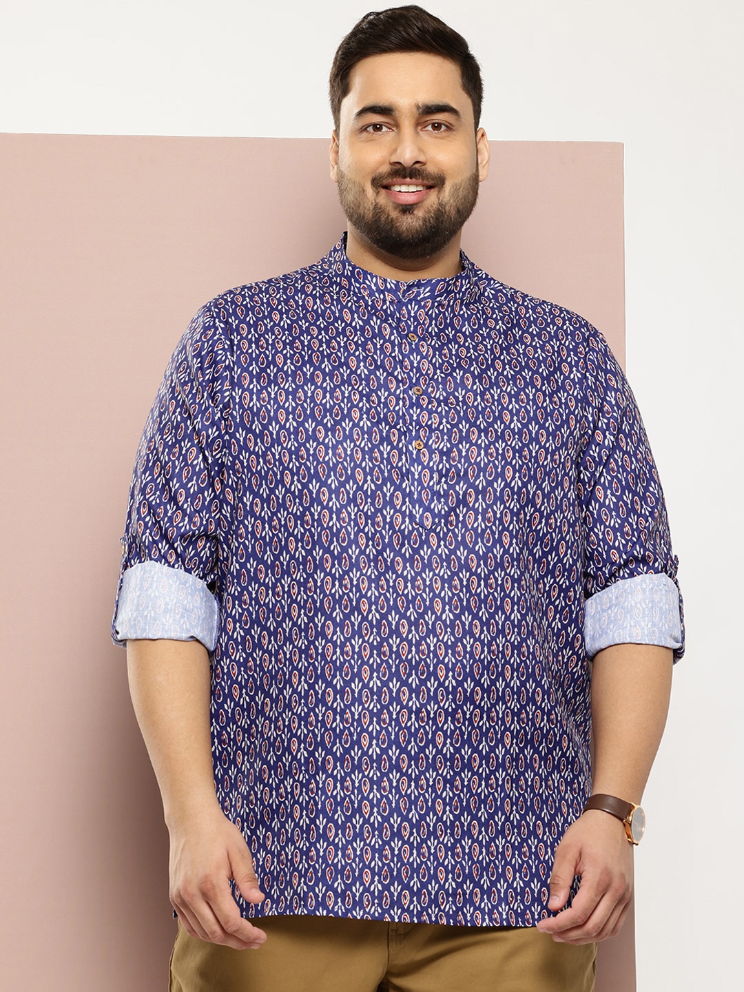 

Sztori Plus Size Ethnic Motifs Print Kurta, Blue