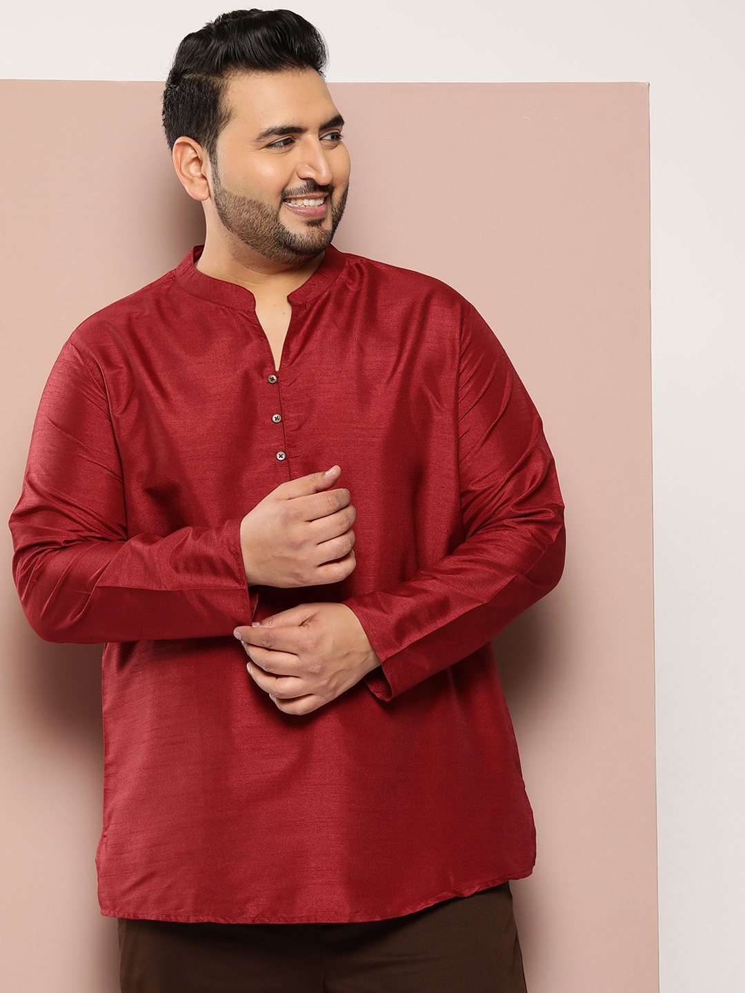 

Sztori Plus Size Short Kurta, Maroon