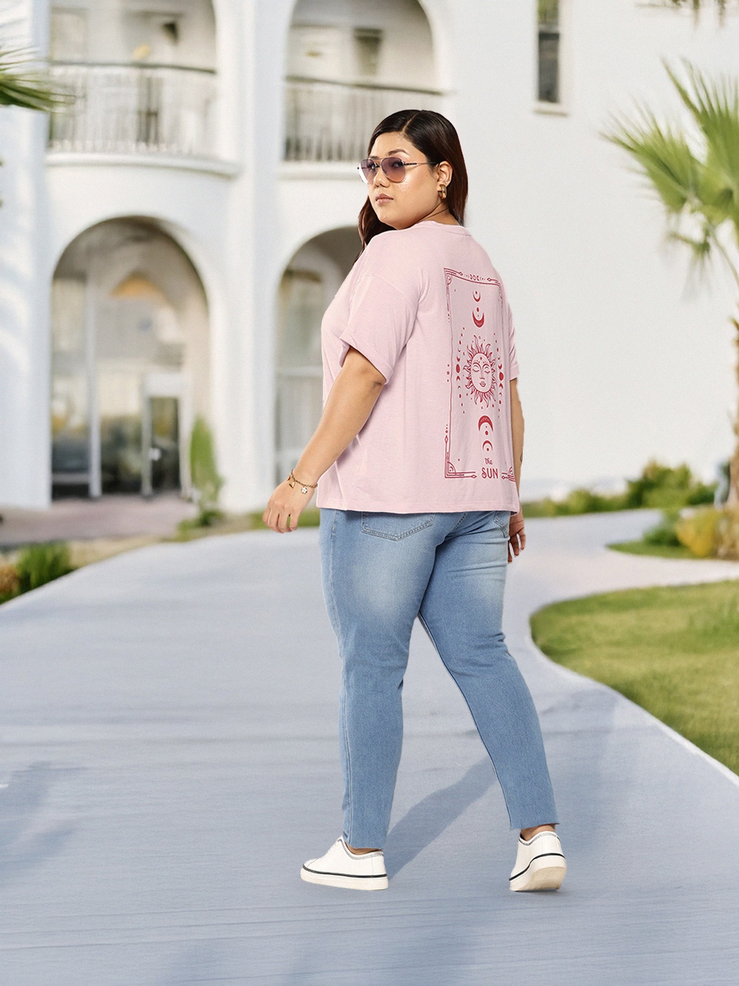 Sztori Plus Size Printed T-shirt, Lavender