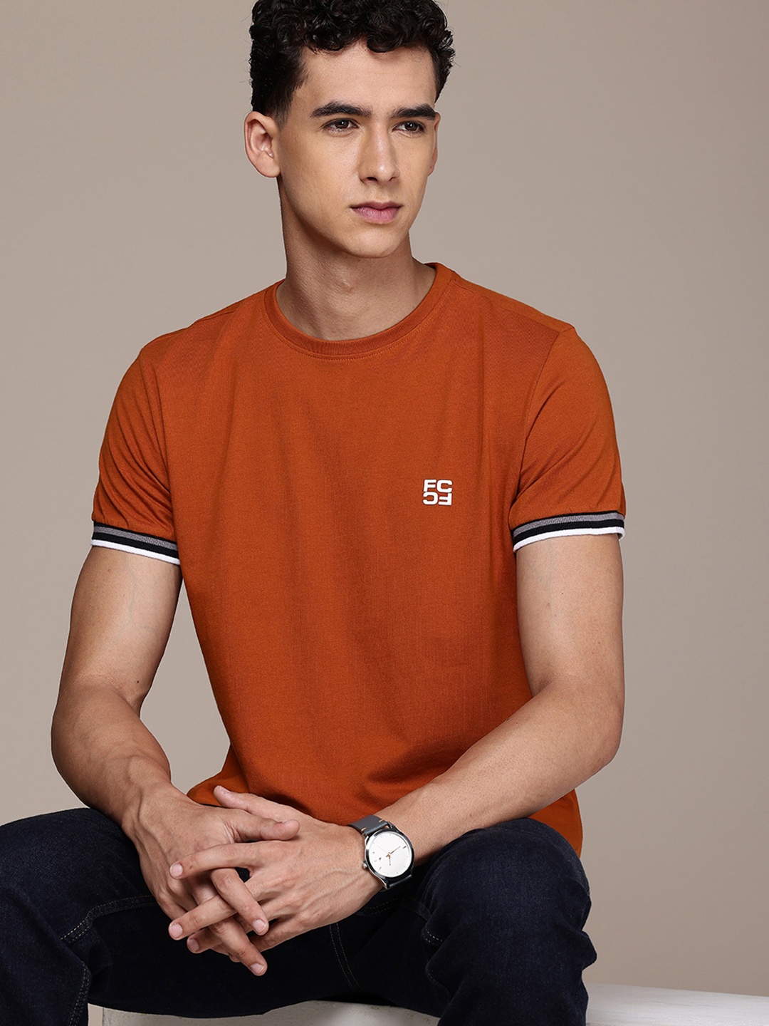 

French Connection Pure Cotton Casual T-shirt, Rust