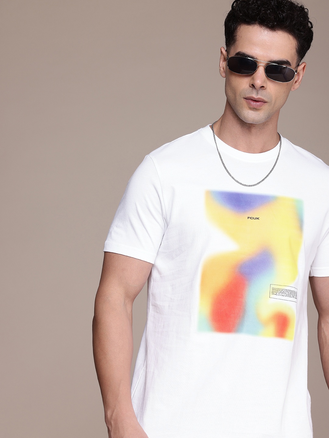 

FCUK Graphic Printed Pure Cotton T-shirt, White