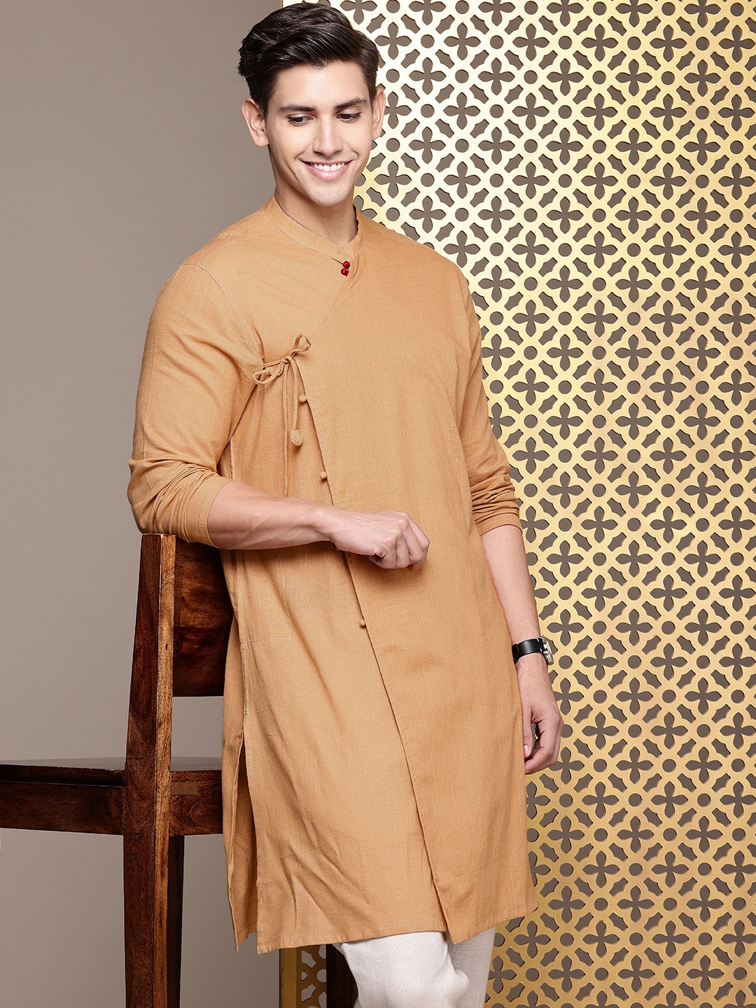 

House of Pataudi Angrakha Jashn Kurta, Brown