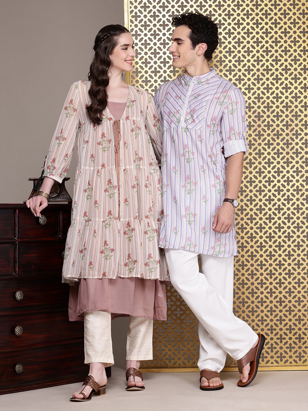 

House of Pataudi Floral Printed Jashn Kurta, Multi