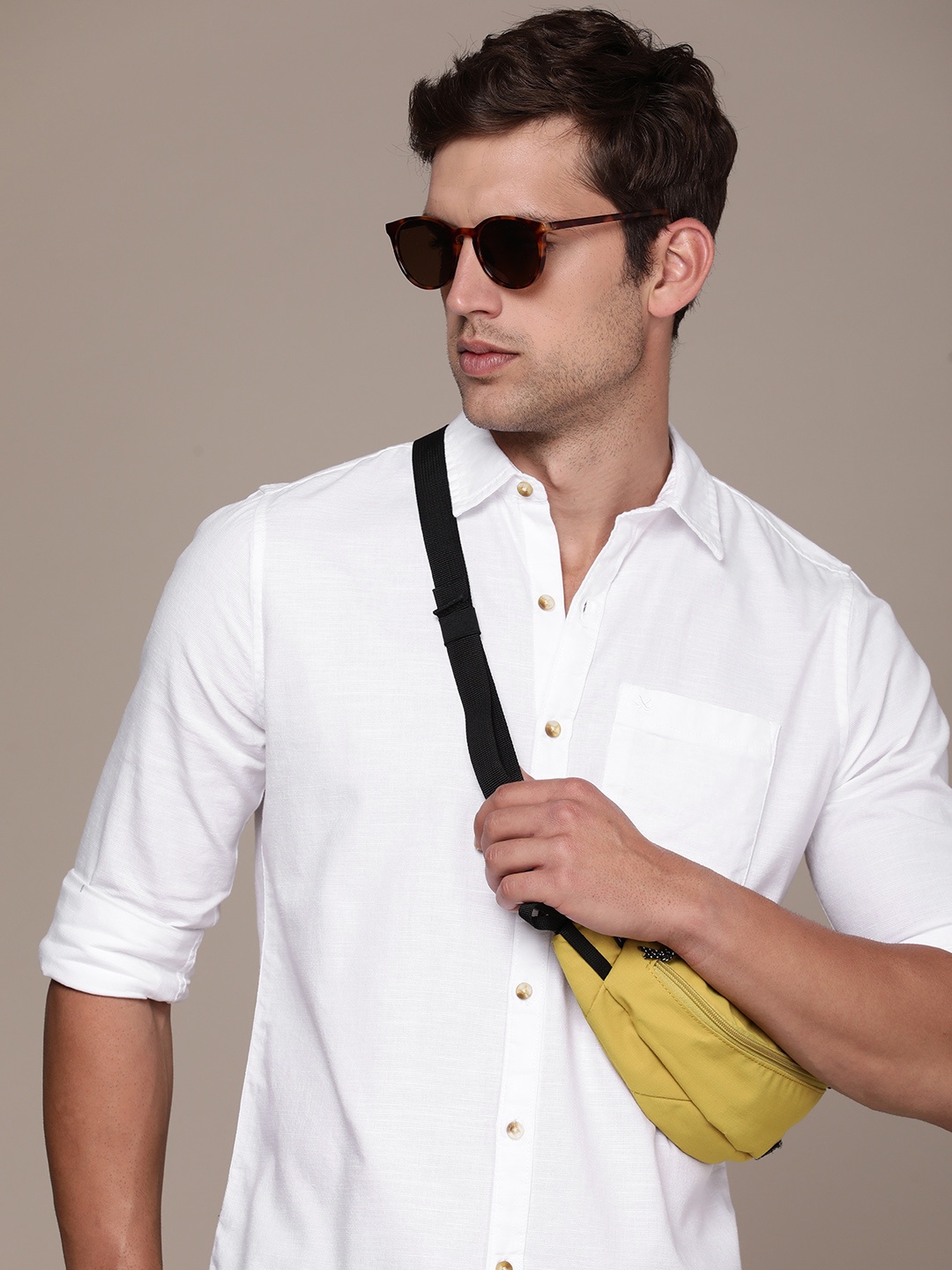 

WROGN Slim Fit Solid Casual Shirt, White