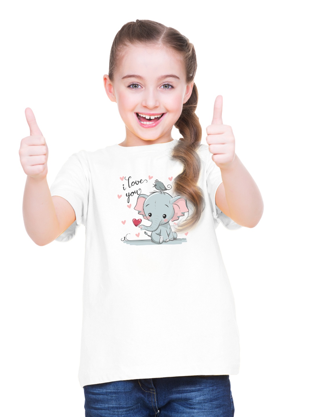 

BRATMA Girls Animal Printed Cotton T-shirt, White