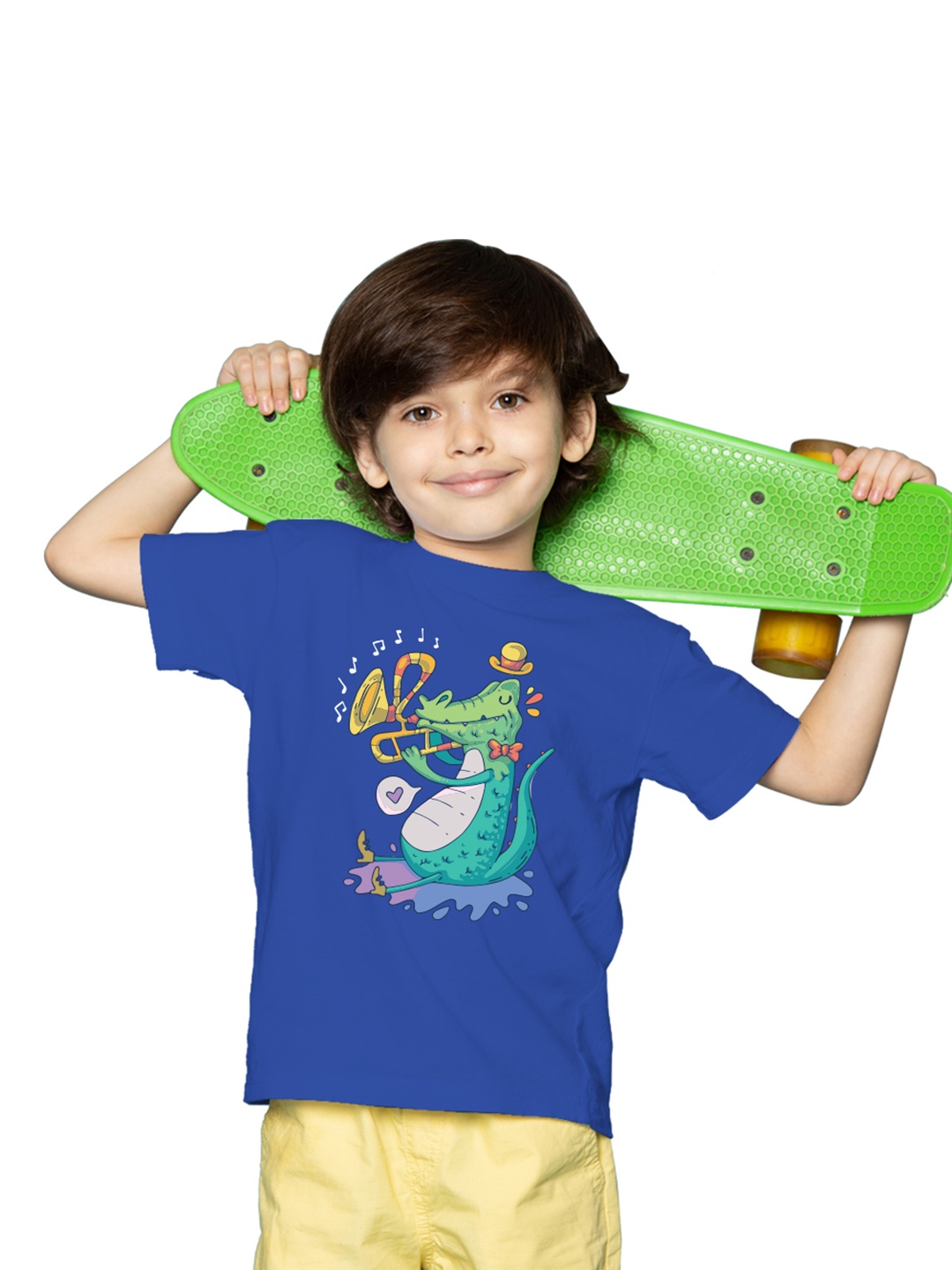 

BRATMA Boys Crocodile Animal Printed Cotton T-shirt, Navy blue