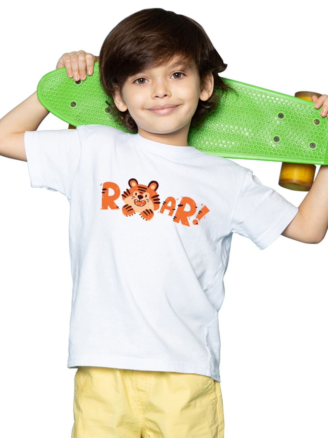 

BRATMA Boys Typography Printed Round Neck Short Sleeves Regular T-shirt, White