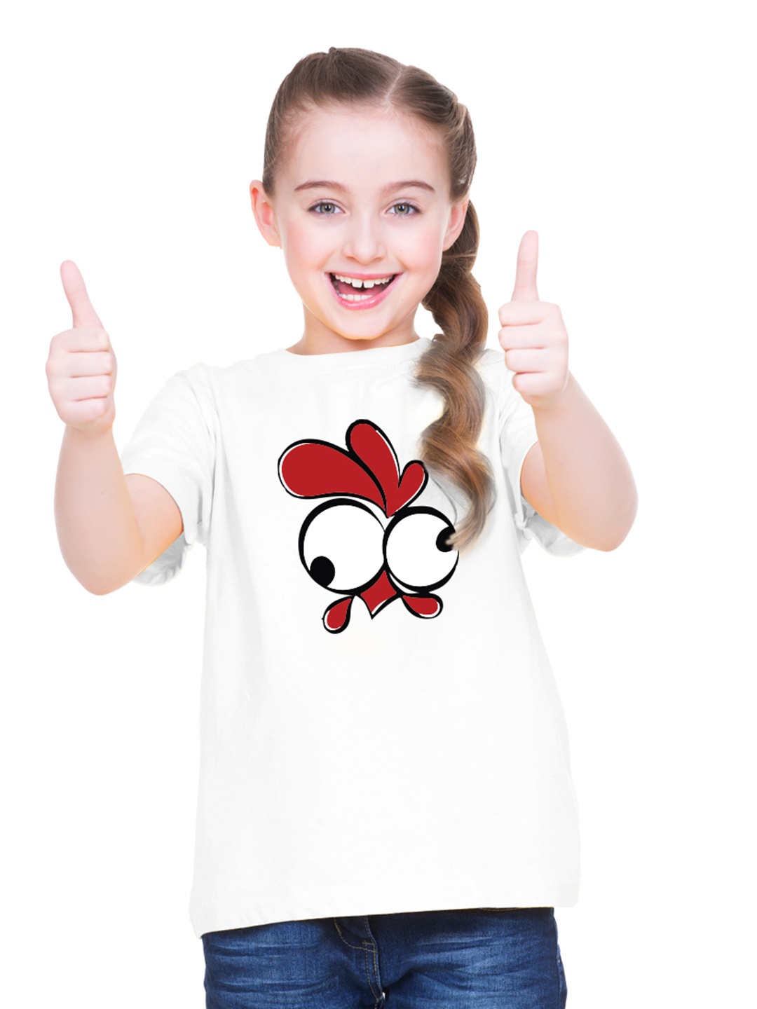 

BRATMA Kids Round Neck Graphic Printed Cotton T-shirt, White