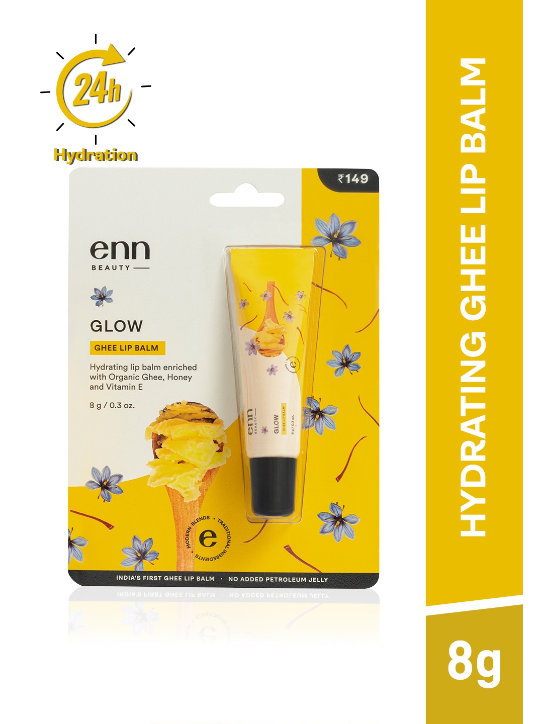

ENN Ghee-Infused Lip Balm with Vitamin-E & Honey for Dark, Dry & Chapped Lips - 8g, Yellow