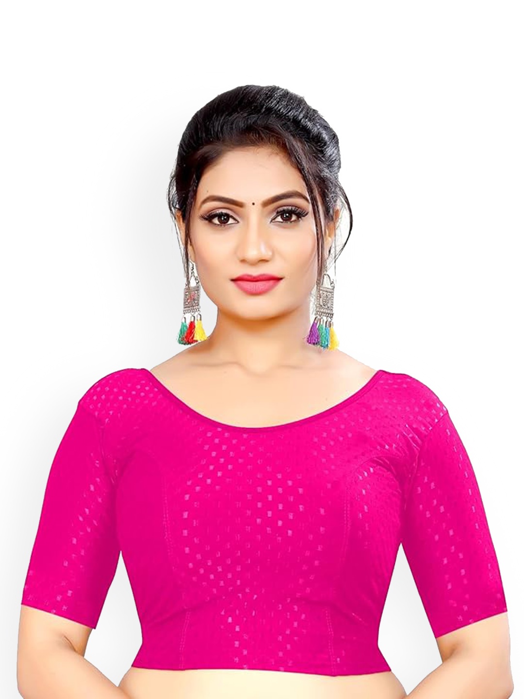 

BAESD Woven Design Cotton Lycra Saree Blouse, Magenta