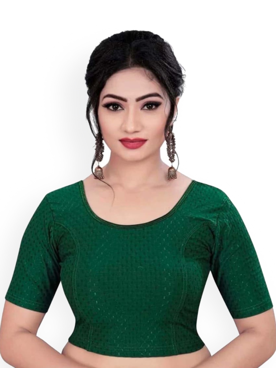 

BAESD Woven Design Cotton Lycra Saree Blouse, Green