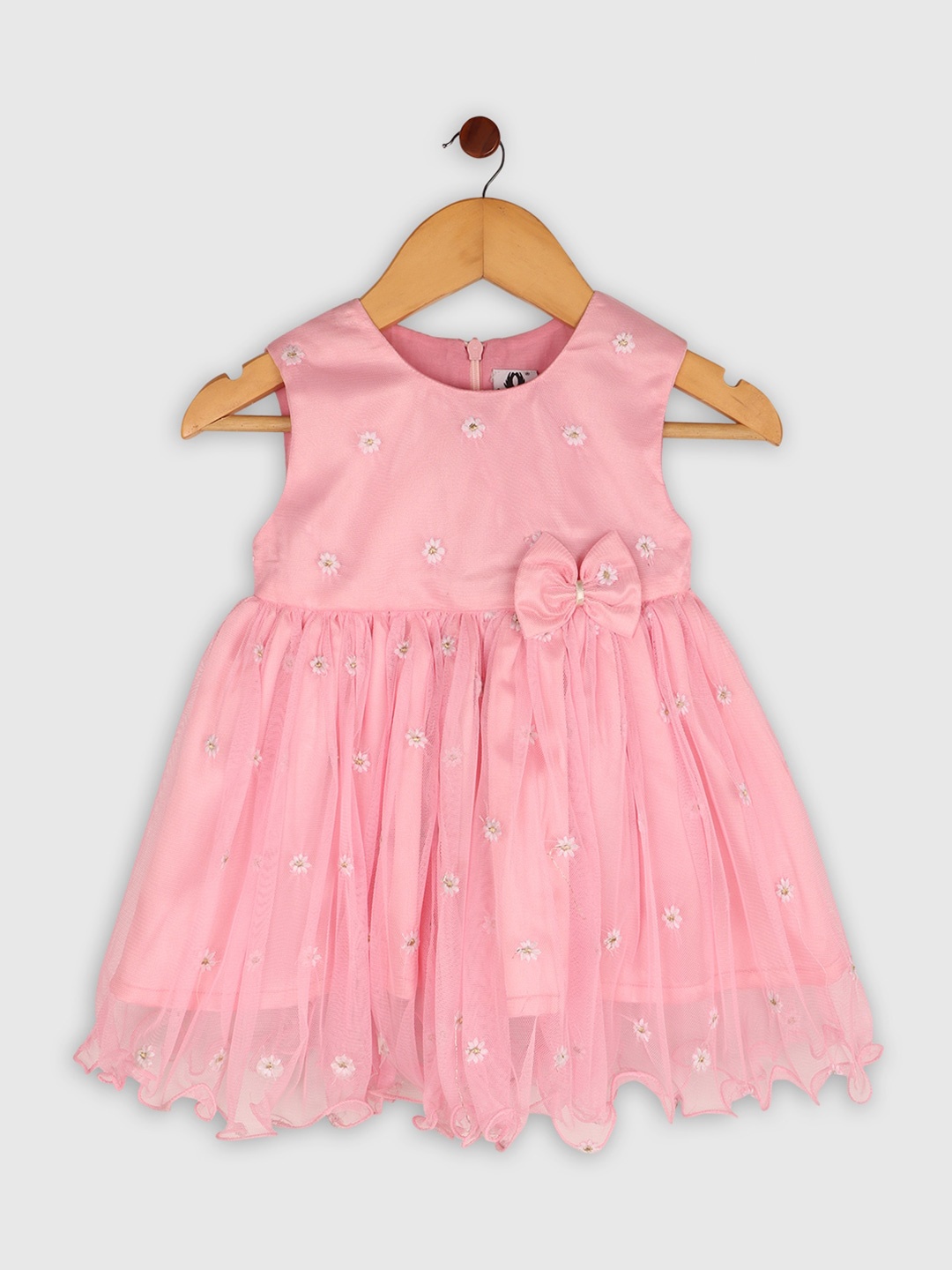 

BAESD Girls Round Neck Embellished Fit & Flare Dress, Pink