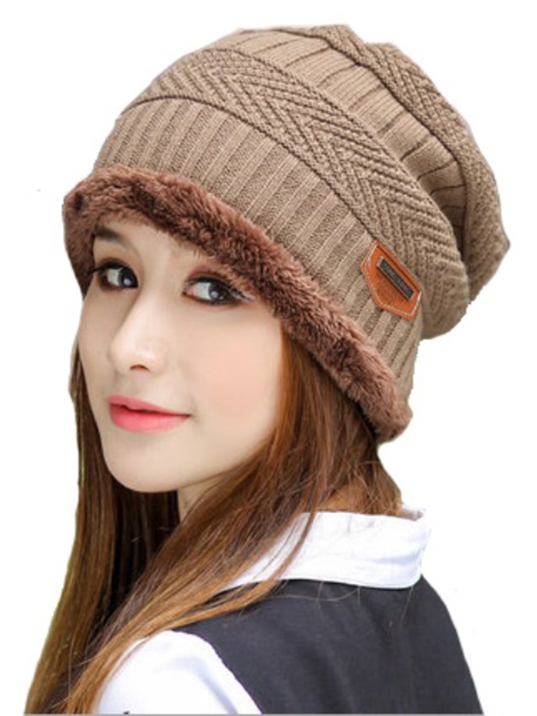 

Alexvyan Women Self Design Acrylic Beanie, Brown