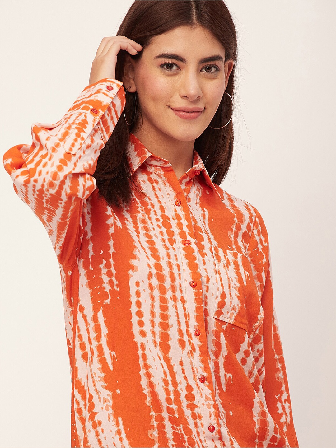 

Moomaya Abstract Printed Spread Collar Casual Shirt, Orange