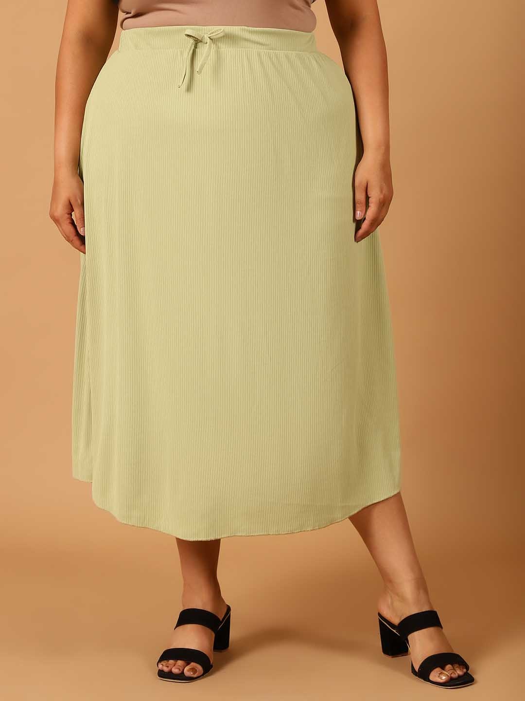 

NEUDIS Ribbed Flared Maxi Skirt, Sea green