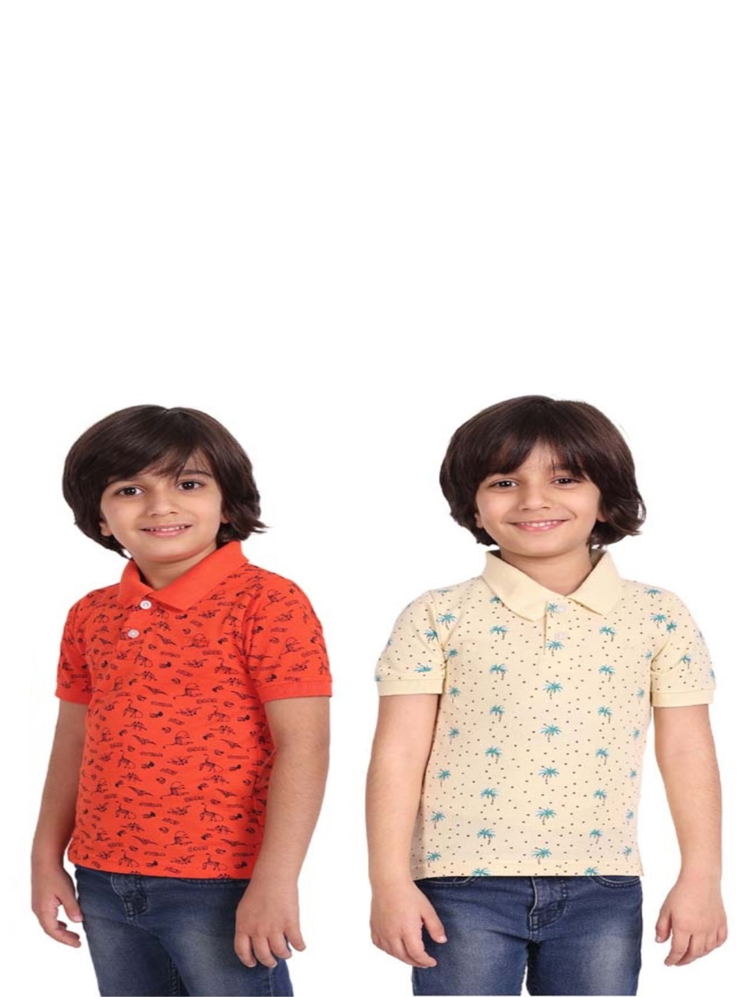 

BAESD Pack Of 2 Boys Printed Polo Collar Cotton T-shirts, Red