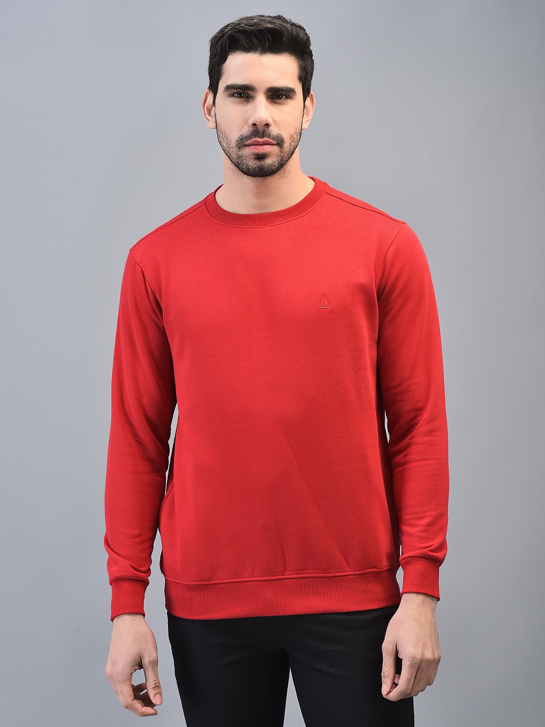 

CANOE Cotton Round Neck Pullover Sweatshirt, Red