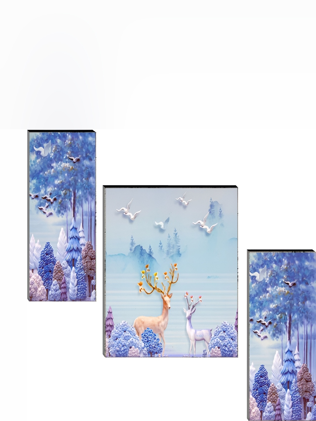 

WALLMAX White & Blue Wooden Painting Wall Art