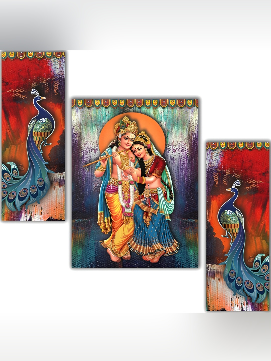 

WALLMAX Blue & Orange 3 Pieces Religious Wall Art