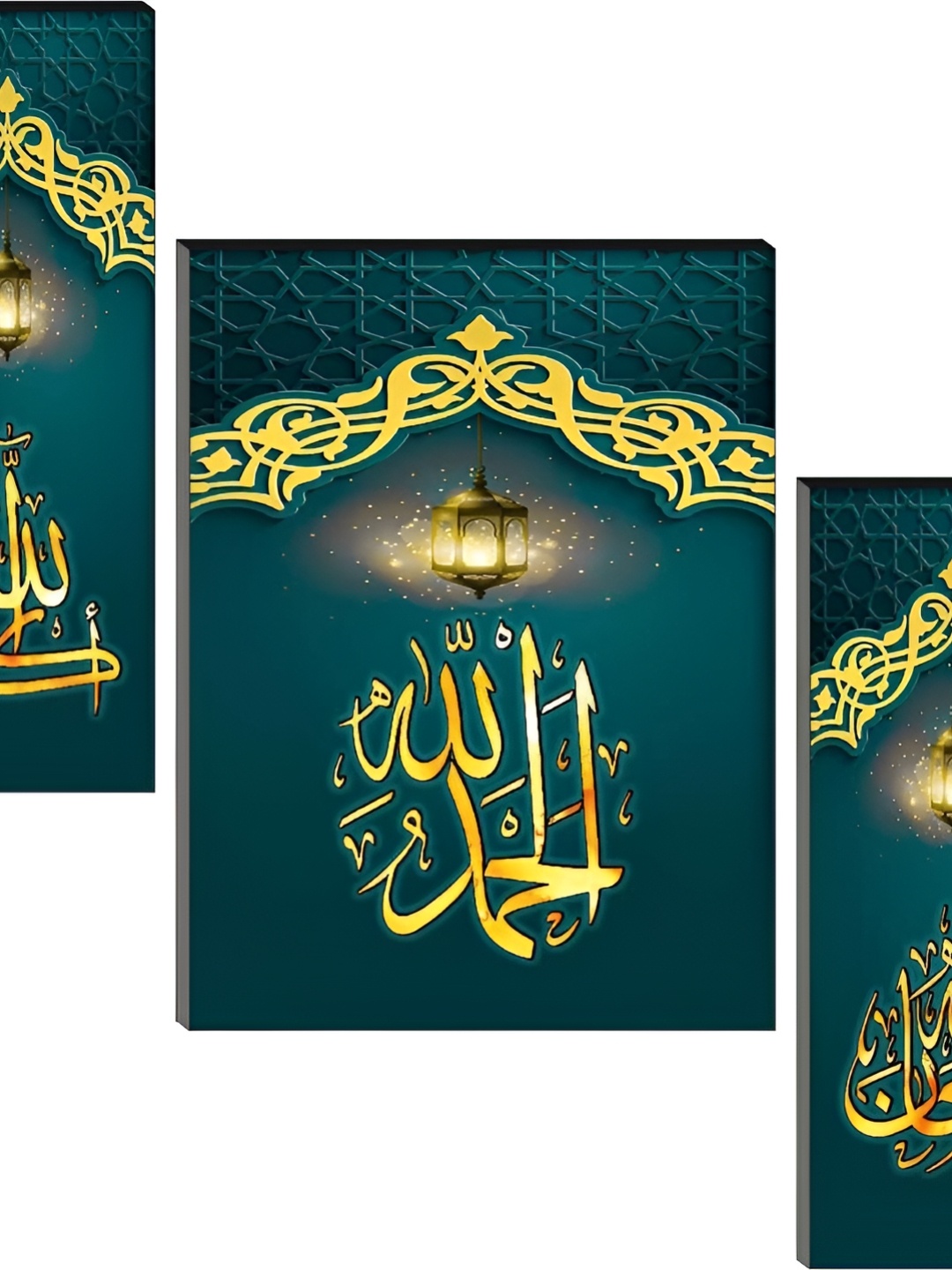 

WALLMAX Green & Yellow 3 Pieces Religious Wall Arts