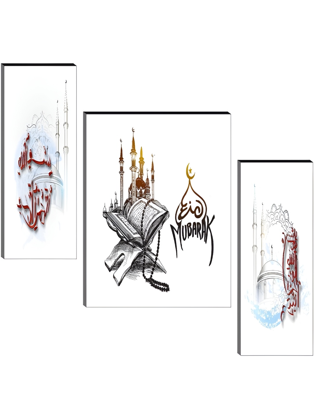 

WALLMAX White & Brown 3 Pieces Religious Wall Arts