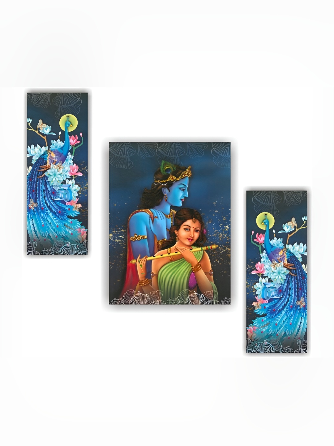 

WALLMAX Green & Blue 3 Pieces Religious Wall Arts