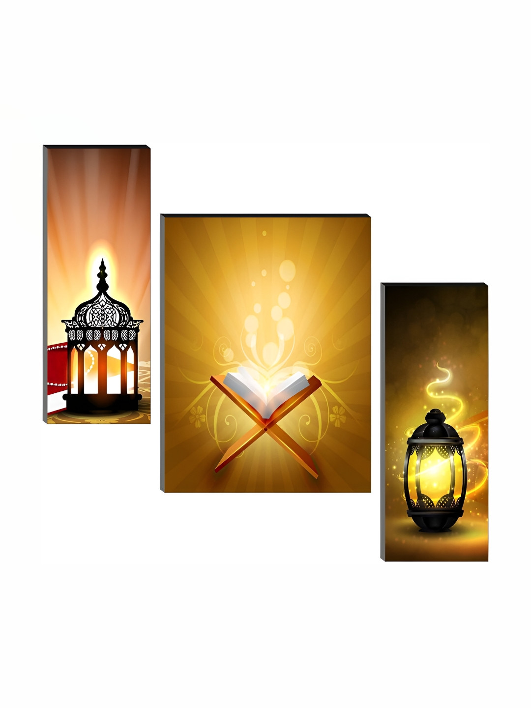 

WALLMAX Brown & Yellow 3 Pieces Religious Wall Arts