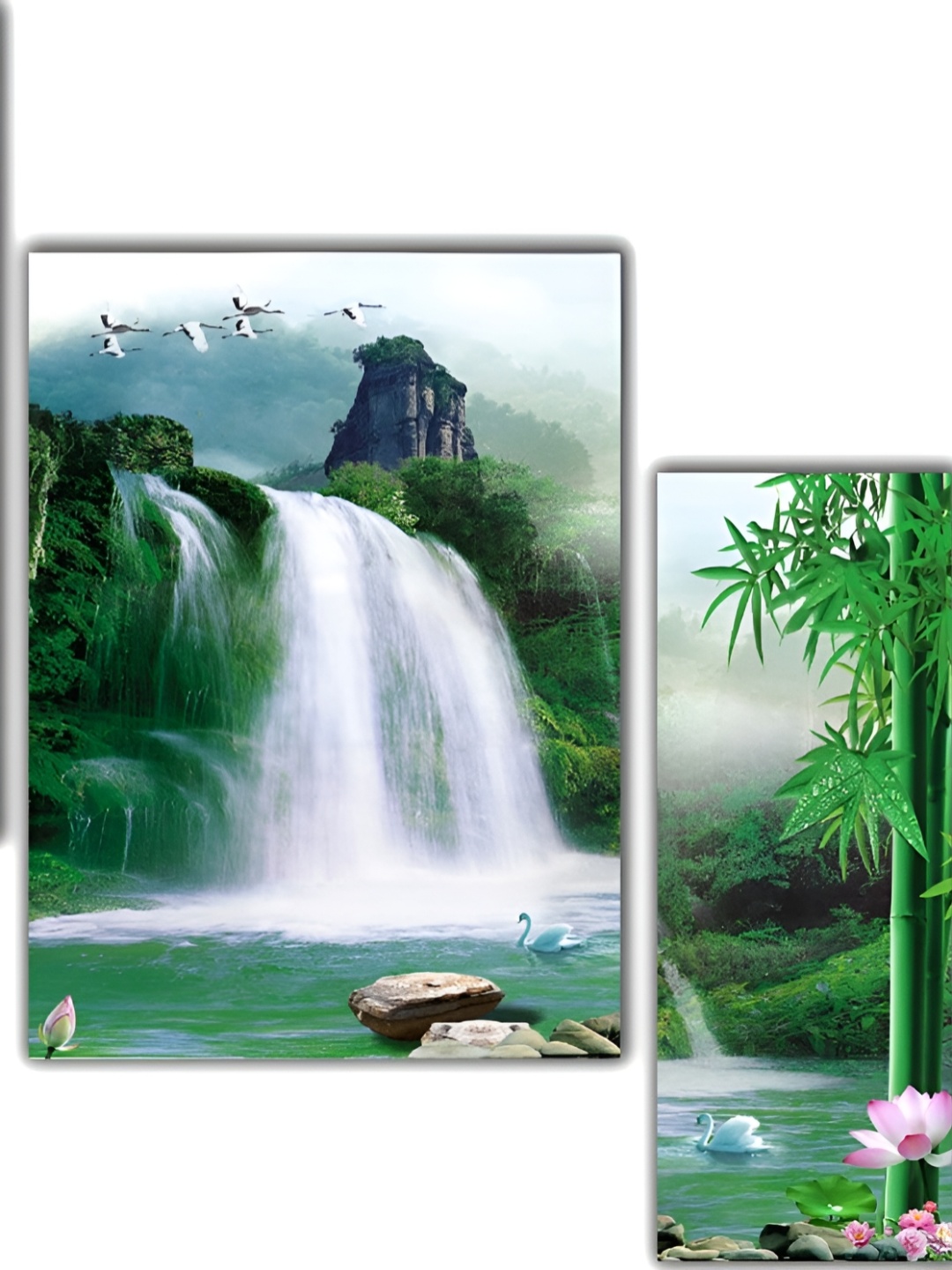 

WALLMAX Green & White 3 Pieces Botanical Wall Arts