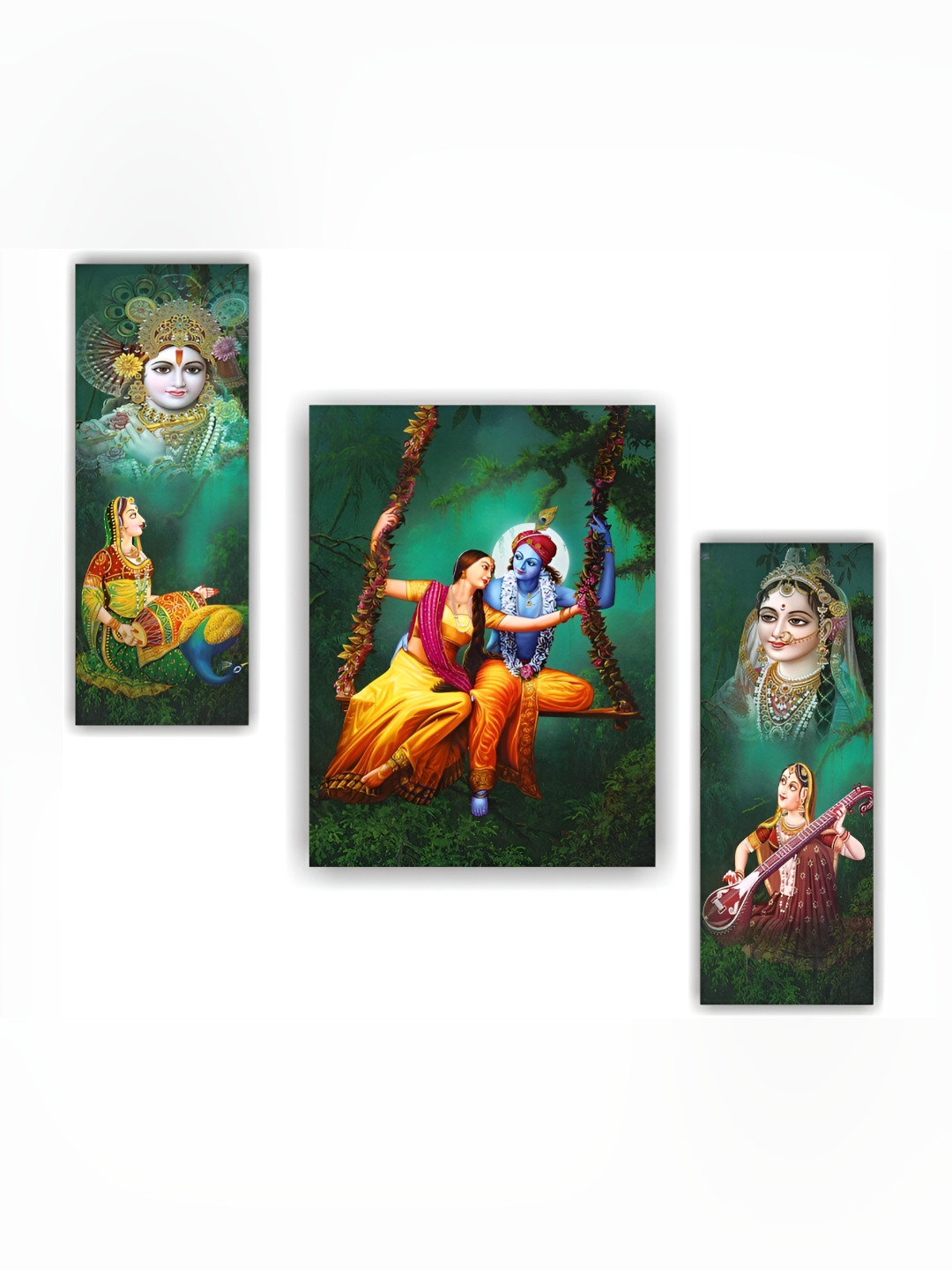 

WALLMAX Green 3 Pieces MDF Wall Art