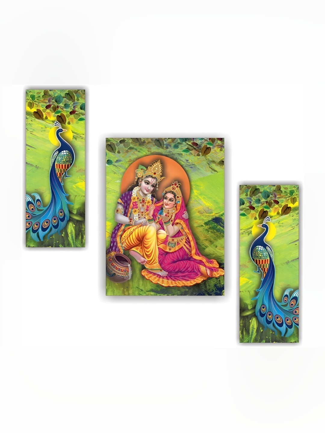 

WALLMAX Green & Yellow 3 Pieces Religious Wall Arts