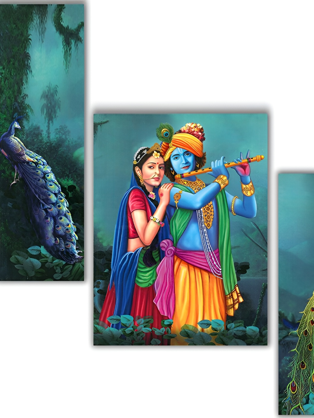 

WALLMAX Blue & Green 3 Pieces Religious Wall Arts