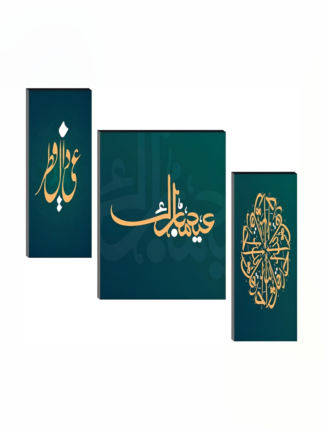 

WALLMAX Green & Yellow 3 Pieces Religious Wall Arts