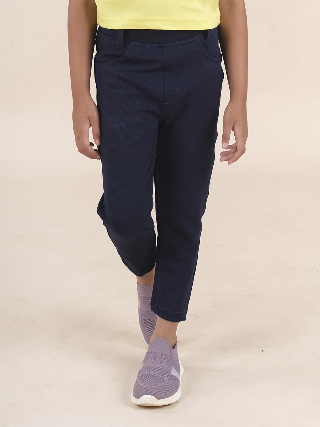 

KiddoPanti Girls Regular Fit Jeggings, Navy blue