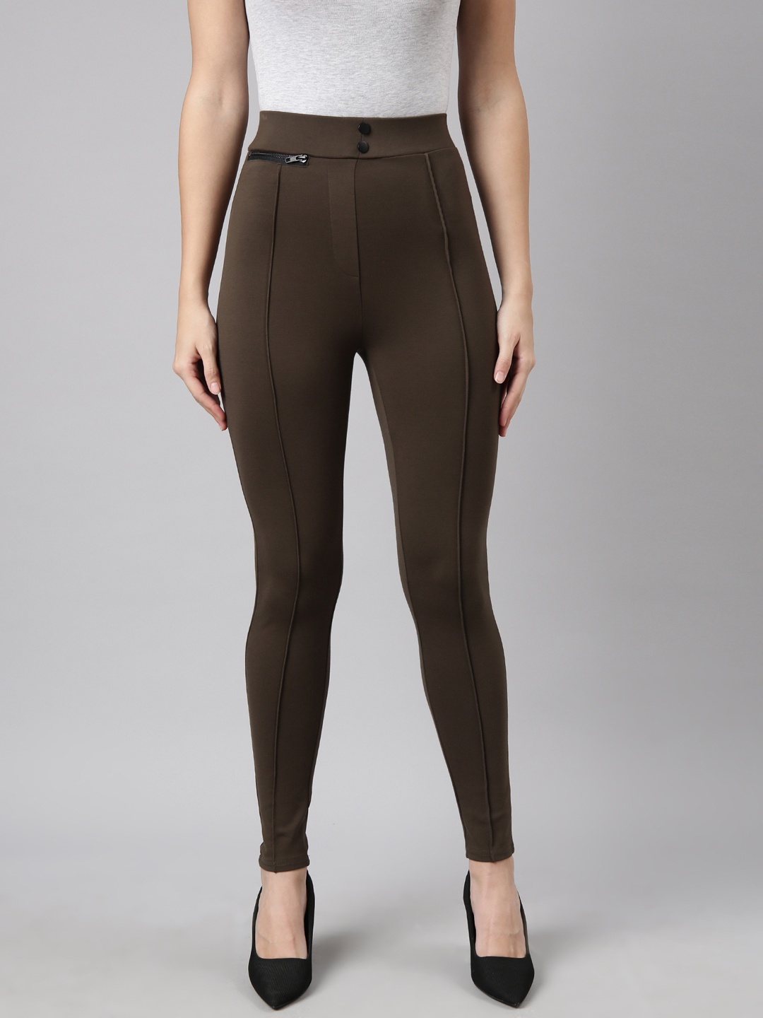 

SHOWOFF Women Mid Rise Skinny Fit Jeggings, Olive