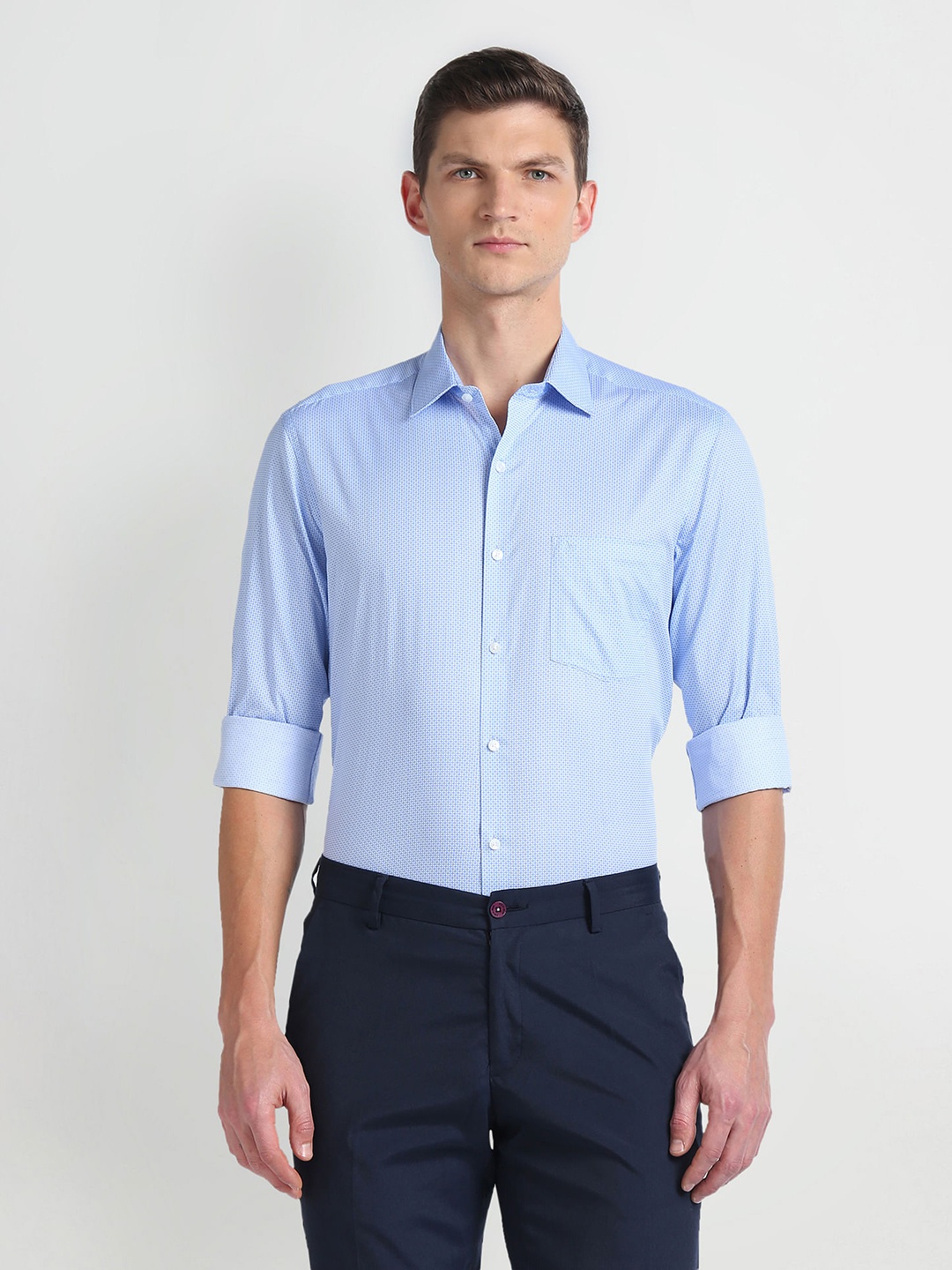 

Arrow Geometric Printed Cotton Opaque Formal Shirt, Blue