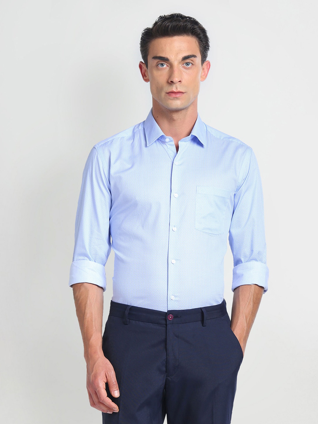 

Arrow Slim Fit Opaque Printed Cotton Formal Shirt, Blue