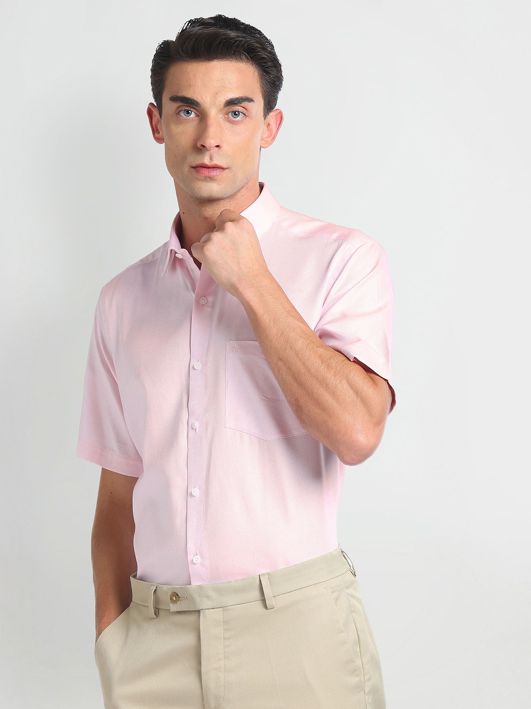 

Arrow Spread Collar Opaque Cotton Formal Shirt, Pink