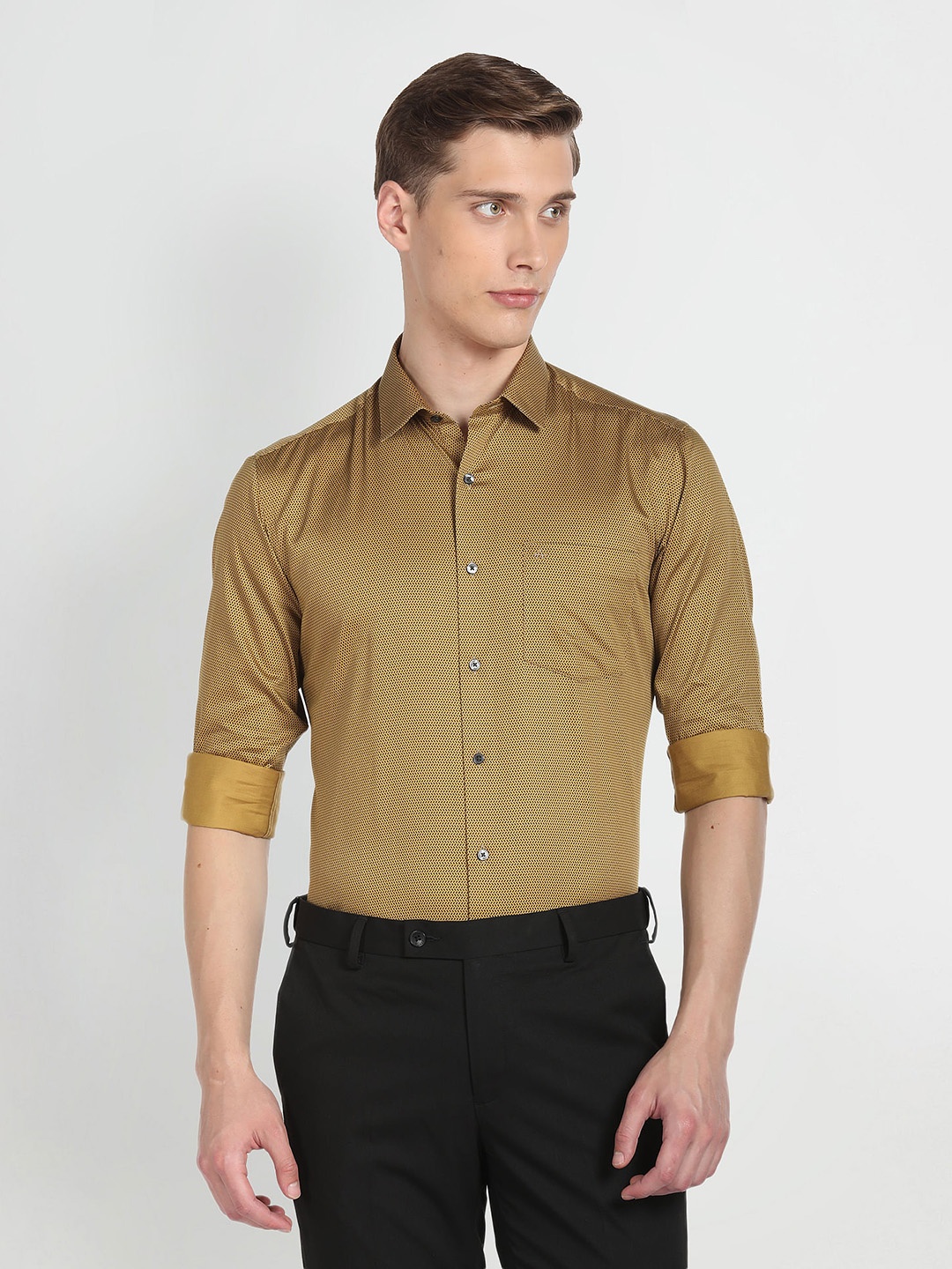 

Arrow Slim Fit Opaque Cotton Formal Shirt, Yellow