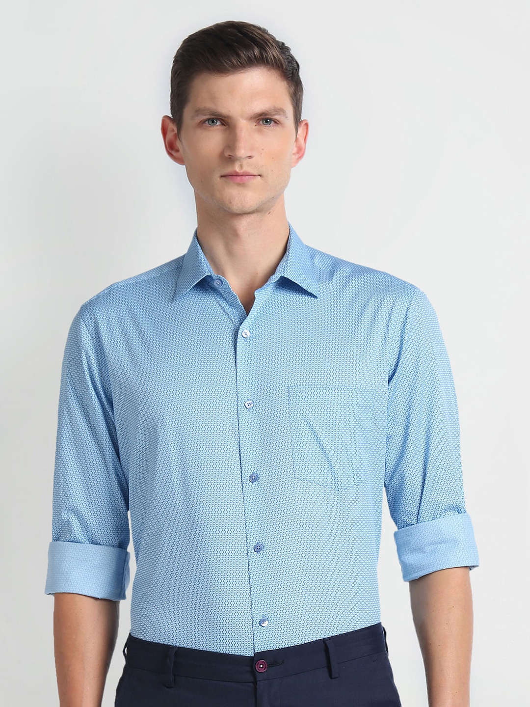 

Arrow Geometric Print Cotton Formal Shirt, Blue
