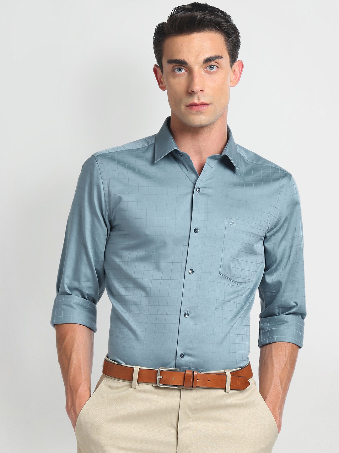 

Arrow Spread Collar Opaque Cotton Autopress Formal Shirt, Blue