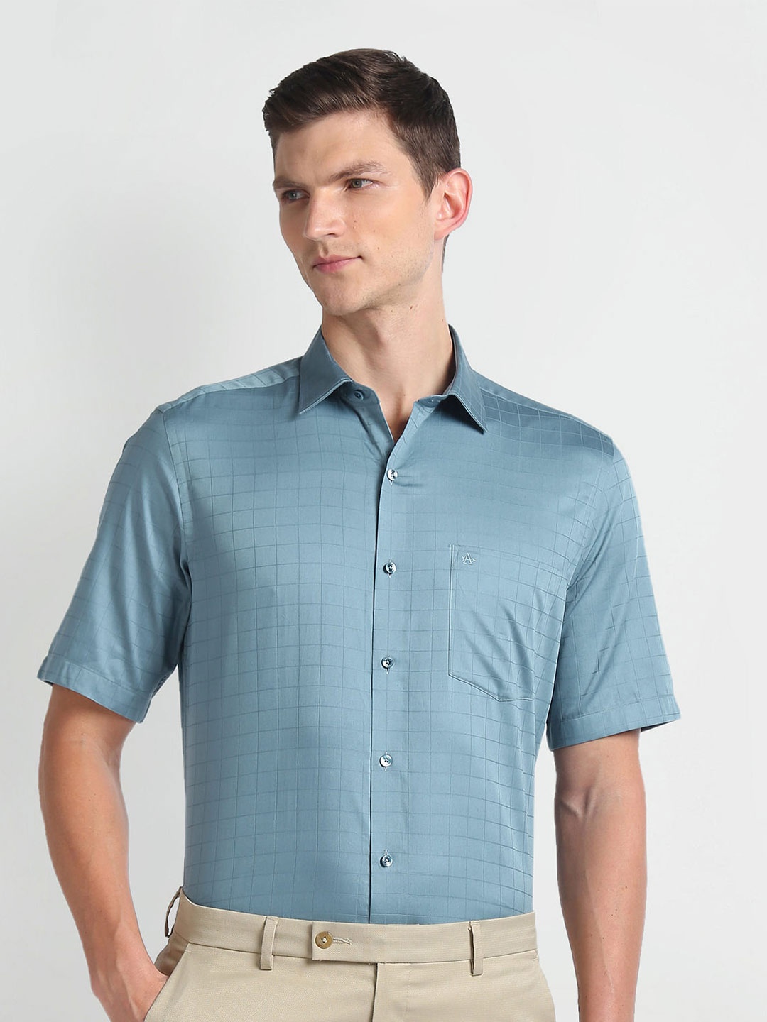 

Arrow Checked Cotton Autopress Formal Shirt, Blue