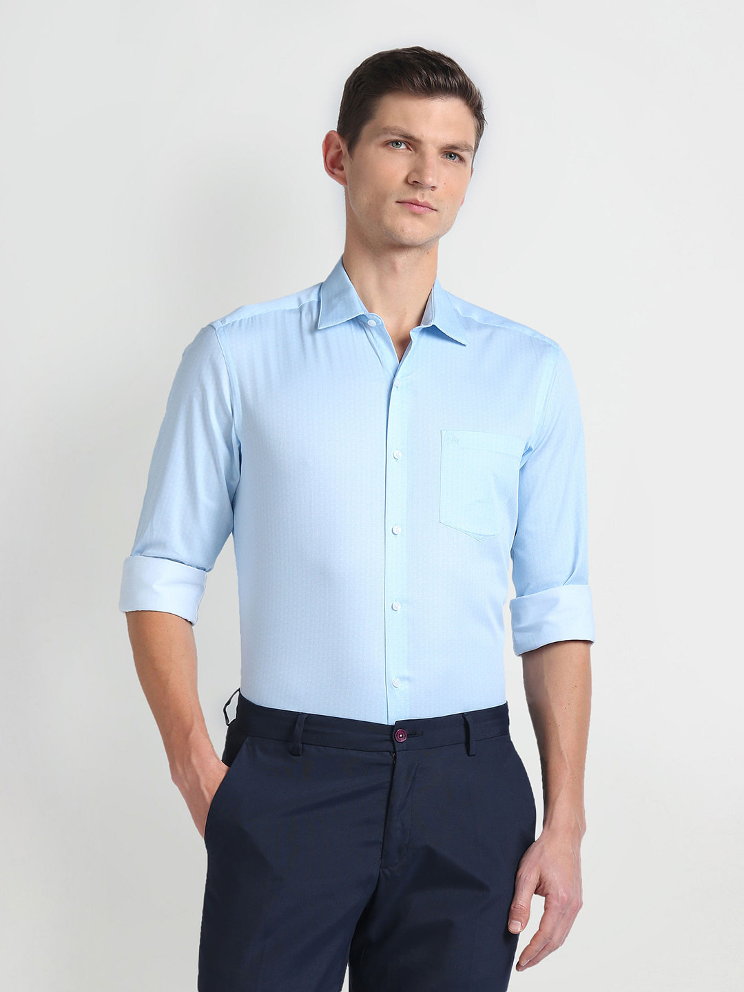 

Arrow Spread Collar Slim Fit Opaque Cotton Formal Shirt, Blue