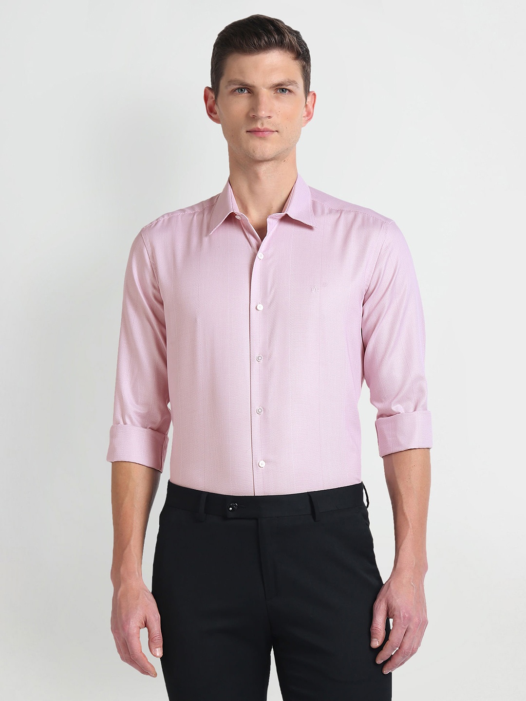 

Arrow New York Spread Collar Slim Fit Opaque Cotton Formal Shirt, Pink