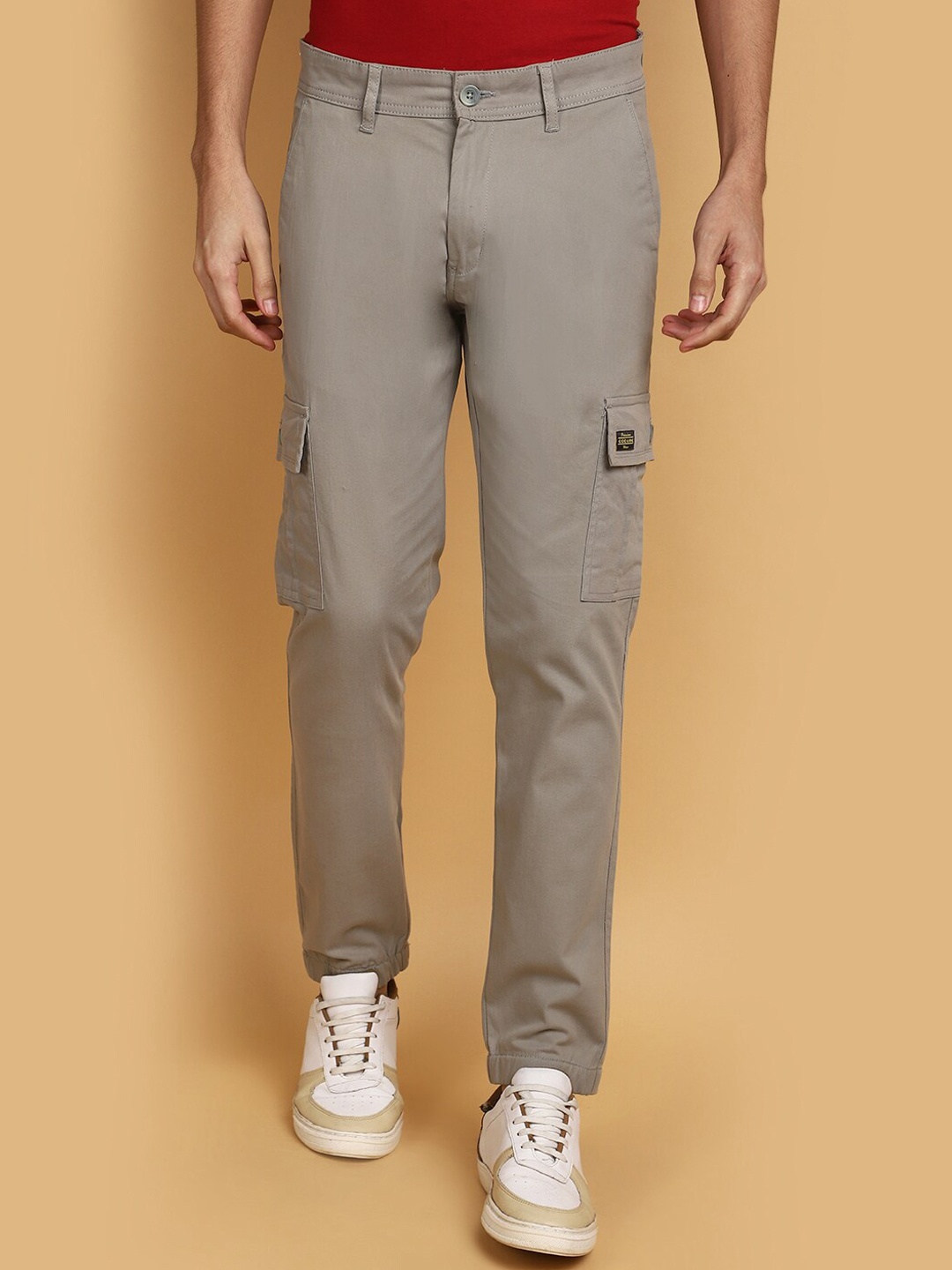 

V-Mart Men Mid-Rise Cotton Cargos Trousers, Grey