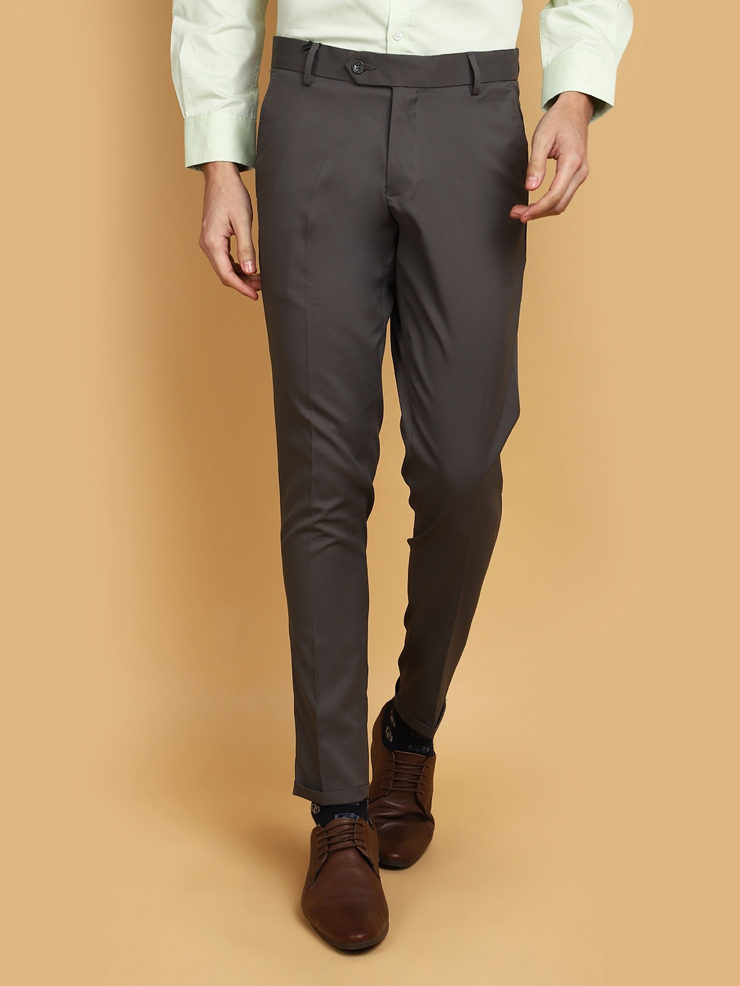 

J White by Vmart Men Mid-Rise Formal Trousers, Grey