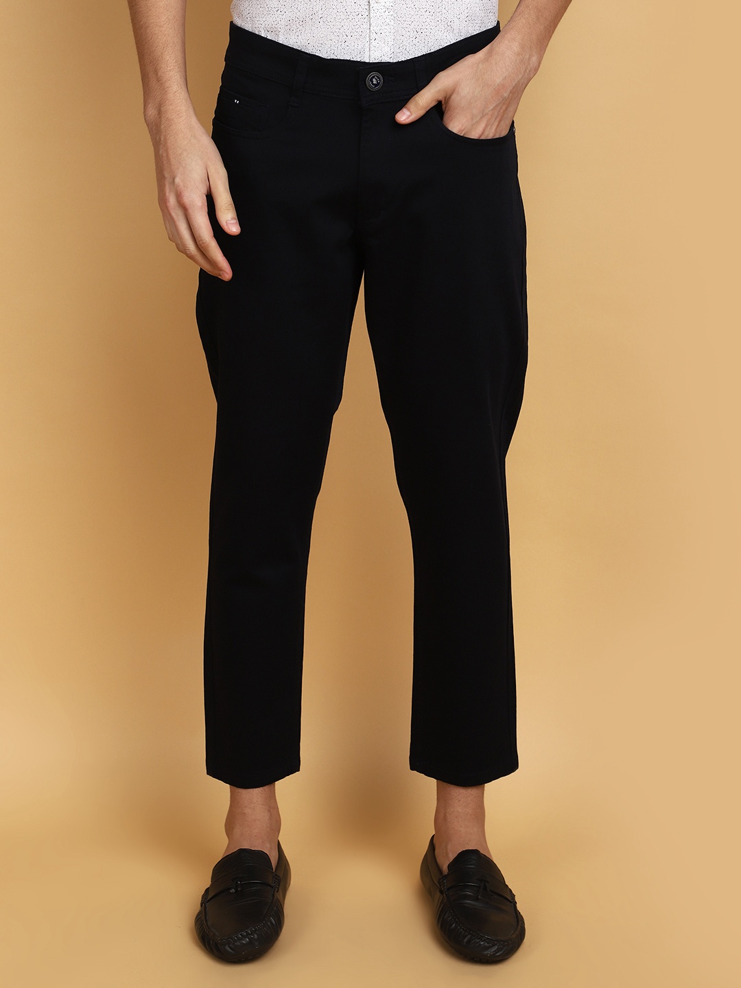 

V-Mart Men Slim Fit Casual Trousers, Navy blue