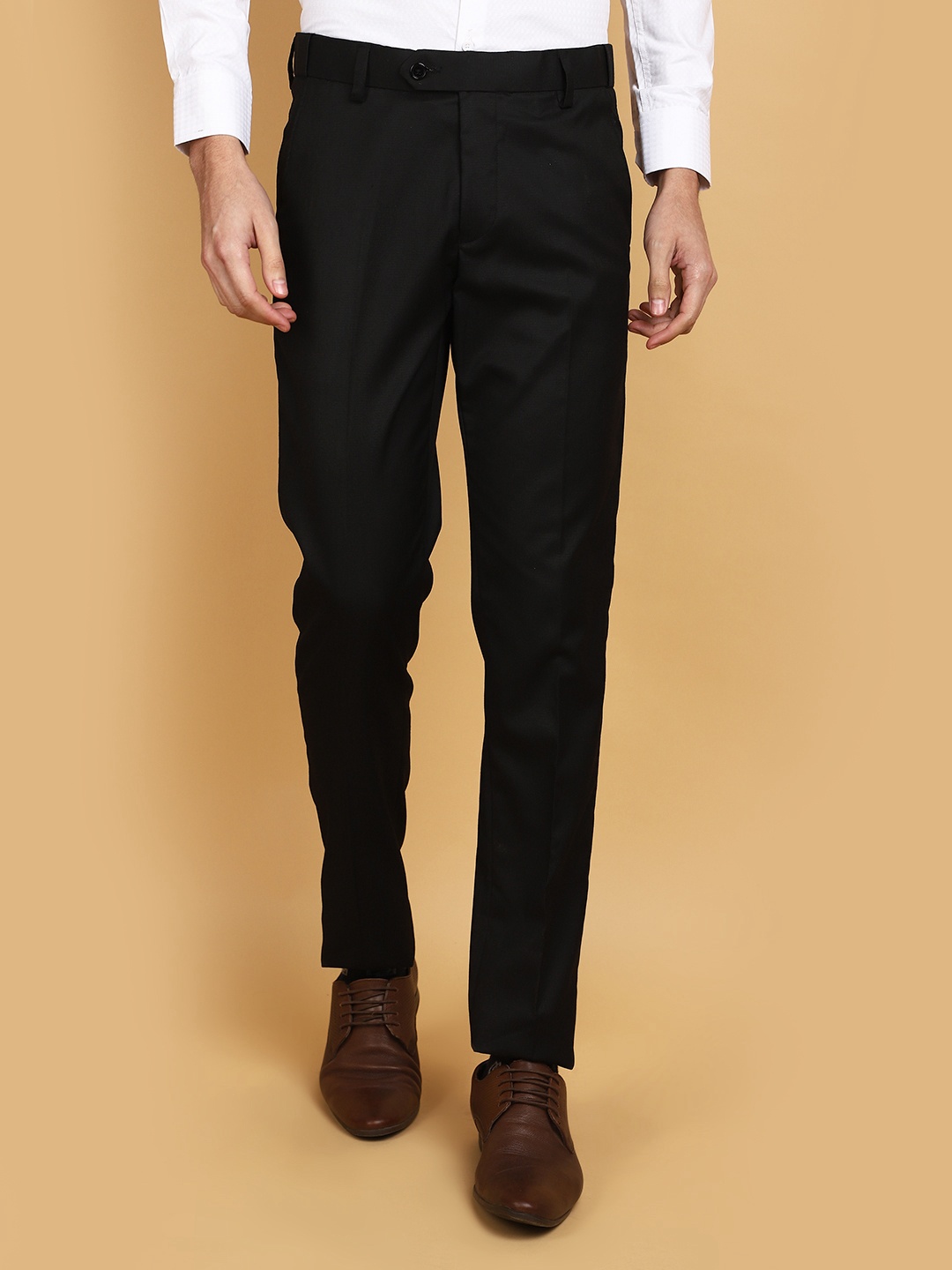 

J White by Vmart Men Cotton Slim Fit Chinos Trousers, Black